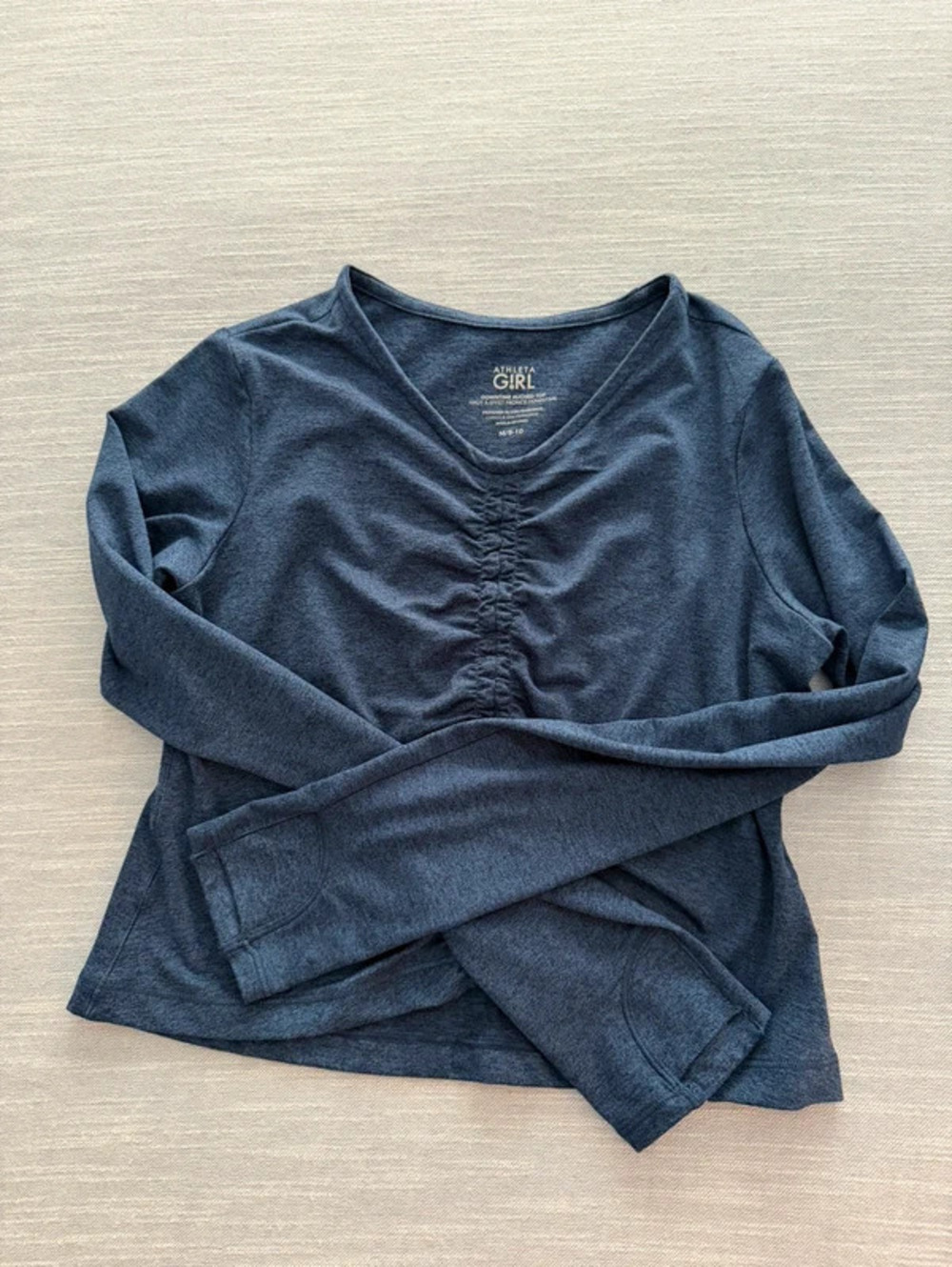 Athleta Girl size M Downtime Ruched Top in a blue heather